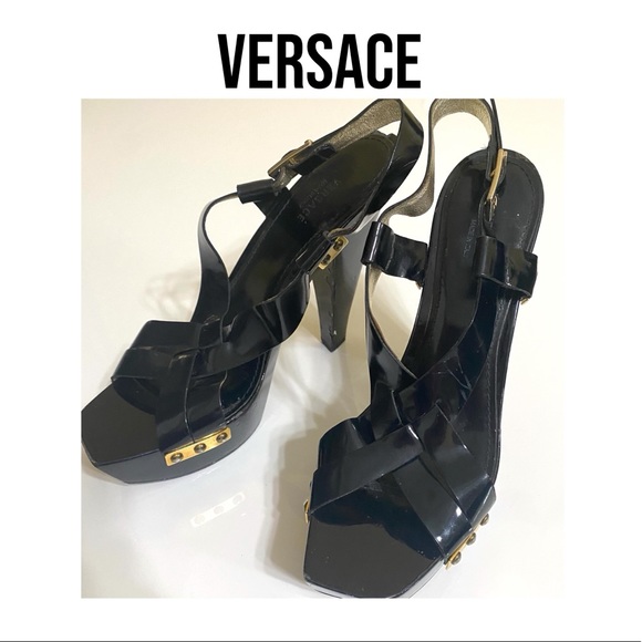 Versace Shoes - VERSACE Black Patent leather Sandals